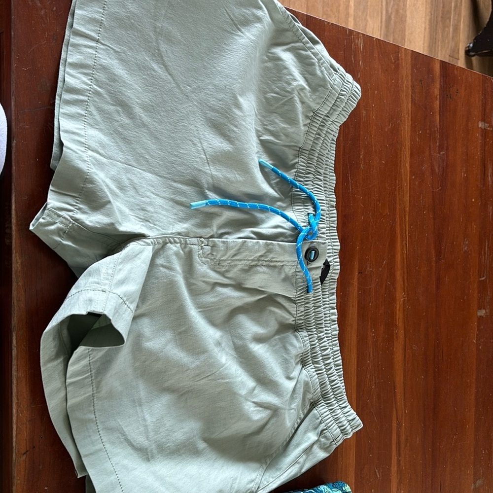 Cotopaxi Light Green Athletic Shorts with Blue Accents
